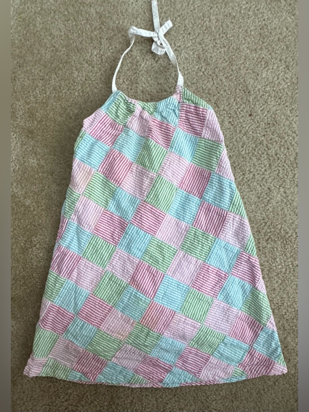 Gymboree Sz 5 Pastel Checkered Halter Dress - Pink, Blue & Green